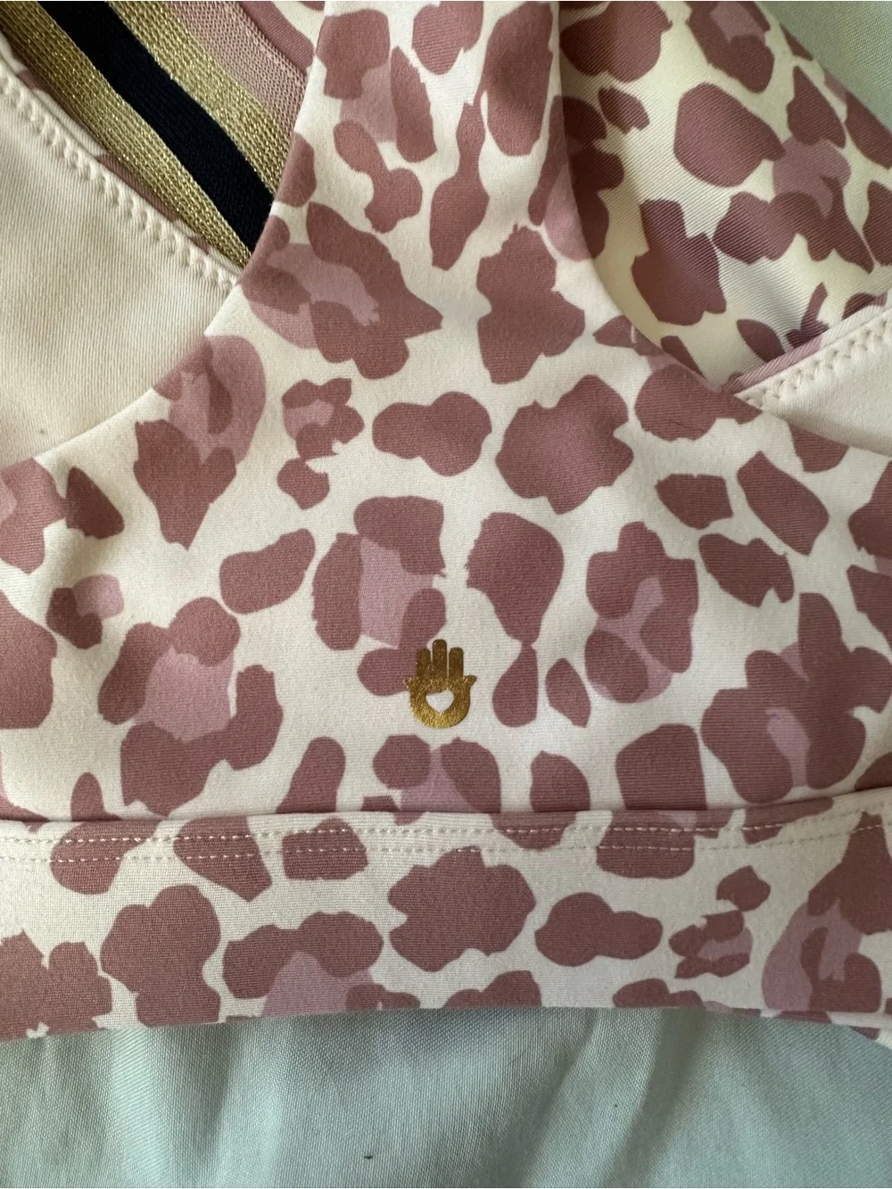 Spiritual Gangster Pink Leopard Side-Stripe High-Rise Leggings and bra set - Picture 6 of 8